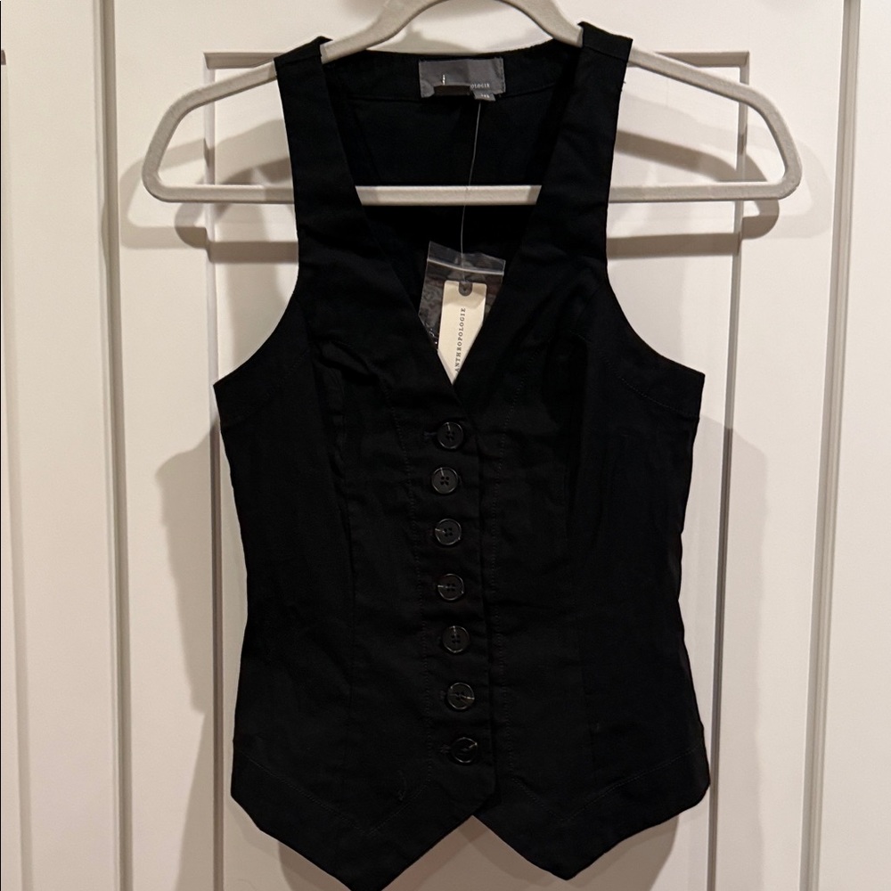 Anthropologie Black Button-Up Tank Top